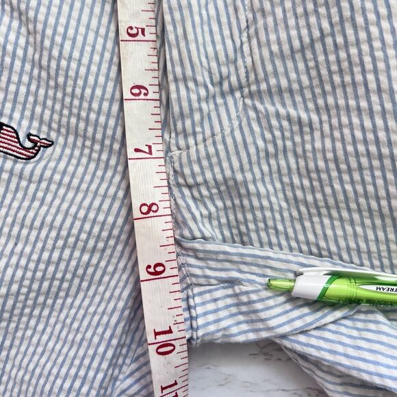 Vineyard Vines Seersucker Club Shorts Chino Striped Blue Men’s 28 Whale US Flag - Picture 10 of 15